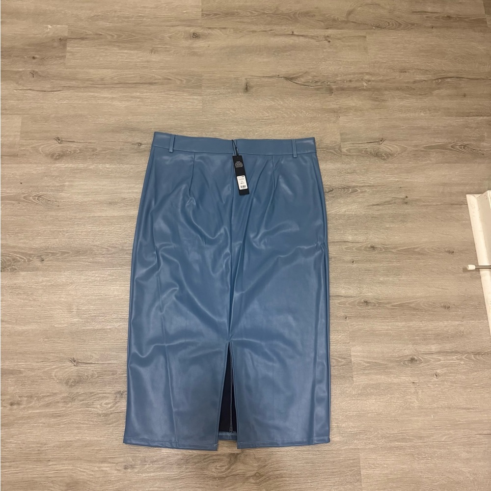 Blue Leather Skirt